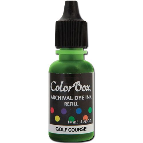 ColorBox 27419 Archival Dye, Refill, 14ml, Golf Course; Archival dye ink is a fast-drying and permanent color; Works great with Copic markers; Refill; Golf course; Dimensions 0.98
