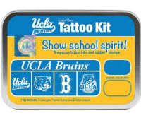 ColorBox CS19617 University of California, Los Angeles Collegiate Tattoo Kit; Each tin contains five rubber stamps and two temporary tattoo inkpads themed to match the school's identity, Overall tin size is approximately 4" x 5 1/2", Terrific for direct to paper techniques, Show school spirit with officially licensed collegiate product, Dimensions 5.56" x 3.94" x 1.63"; Weight 0.45 lbs; UPC 746604196175 (COLORBOXCS19617 COLORBOX CS19617 COLORBOX-CS19617 CS-19617 