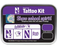 ColorBox CS19633 Northwestern University Collegiate Tattoo Kit, Each tin contains five rubber stamps and two temporary tattoo inkpads themed to match the school's identity, Overall tin size is approximately 4" x 5 1/2", Terrific for direct to paper techniques, Show school spirit with officially licensed collegiate product, Dimensions 5.56" x 3.94" x 1.63"; Weight 0.45 lbs; UPC 746604196335 (COLORBOXCS19633 COLORBOX CS19633 COLORBOX-CS19633 CS-19633) 