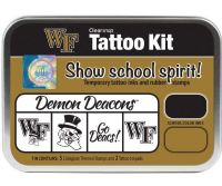 ColorBox CS19635 Wake Forest University Collegiate Tattoo Kit, Each tin contains five rubber stamps and two temporary tattoo inkpads themed to match the school's identity, Overall tin size is approximately 4" x 5 1/2", Terrific for direct to paper techniques, Show school spirit with officially licensed collegiate product, Dimensions 5.56" x 3.94" x 1.63"; Weight 0.45 lbs; UPC 746604196359 (COLORBOXCS19635 COLORBOX CS19635 COLORBOX-CS19635 CS-19635) 