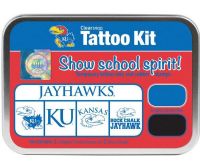 ColorBox CS19648 The University of Kansas Collegiate Tattoo Kit, Each tin contains five rubber stamps and two temporary tattoo inkpads themed to match the school's identity, Overall tin size is approximately 4" x 5 1/2", Terrific for direct to paper techniques, Show school spirit with officially licensed collegiate product, Dimensions 5.56" x 3.94" x 1.63"; Weight 0.45 lbs; UPC 746604196489 (COLORBOXCS19648 COLORBOX CS19648 COLORBOX-CS19648 CS-19648)   