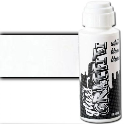 ColorBox CS35081 Glass Graffiti White; ColorBox's unique glass ink is perfect for any window; Use with stencils or freehand application to give your glass surface more personality; Dauber top allows a consistent ink application; Clean with hot, soapy water; 2 fl. oz; White; Dimensions 4.00