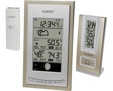 La Crosse Technology COMBO7, Consists of WS-9075U and WS-9117U Weather Station, Barometric Pressure Tendency Arrow, Forecast Icon Based on Changing Barometric Pressure, Can Receive Up to 3 Sensors, Wall Hanging or Free Standing, 12 or 24 Hour Time Display, Perpetual Calendar, Time Zone Setting, -21.9F to 157.8F Wireless Outdoor Temperature Range (COMBO 7 COMBO-7 WS9075U WS9117U 9075U 9117U WS-9075 WS-9117)