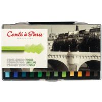 Conte 50130 Pastel Crayon 12-Color Landscape Set; Conte crayons packed in a plastic case; Specially designed for sketching and drawing; Crayon size is perfect for thick and thin strokes for rough or detailed sketches; Gives deep, brilliant colors and precise lines; These highly pigmented, rich, opaque, and long-lasting colors work well on newsprint, bristol, and rough-surfaced papers; UPC 646217501307 (CONTE50130 CONTE-50130 PAINTING DRAWING) 