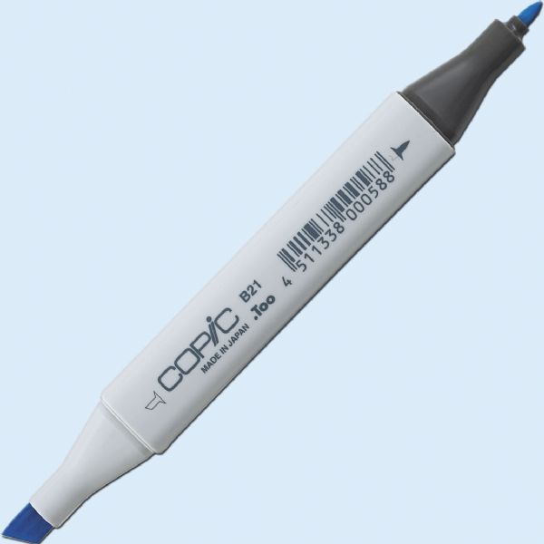 Copic B21-C Original, Baby Blue Marker; Copic markers are fast drying, double-ended markers; They are refillable, permanent, non-toxic, and the alcohol-based ink dries fast and acid-free; Their outstanding performance and versatility have made Copic markers the choice of professional designers and papercrafters worldwide; Dimensions 5.75
