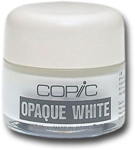 Copic COPQW Opaque White Pigment; Water-based pigment used for highlight effects; Won't bleed into the base color, giving sharp line definition; Great on permanent ink surfaces, as well as watercolors, colored pencils, and paints; Apply with a brush, clean up with warm water; 30cc bottle; Dimensions 6