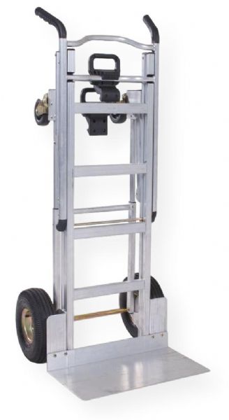 Cosco 12312ABL1E 3-1 Hybrid Aluminum Commercial Handtruck, Up to 1000lbs Capacity, 2 to 4 Wheels, Aluminum/Black Color; Versatile multi-position hand truck will do all your heavy lifting; Strong construction features a weight capacity of 1000 lbs; Easy to move thanks to heavy-duty flat free wheels; Dimensions 33.25