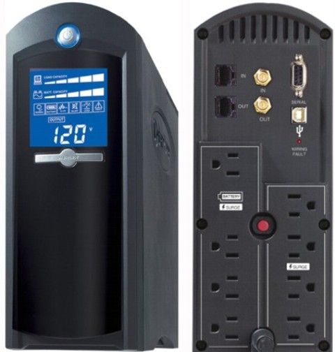 CyberPower Systems CP1500AVRLCD Intelligent LCD Series UPS System, 1500 VA, 900 Watts, 8 Outlets, Runtimes: 3 Minutes at Full-load, 11 Minutes at Half-load, GreenPower UPS Bypass Technology, Automatic Voltage Regulation (AVR), PowerPanel PE Smart Management Software, Resettable Circuit Breaker, UPC 649532015269 (CP-1500AVRLCD CP 1500AVRLCD CP1500-AVRLCD CP1500 AVRLCD)