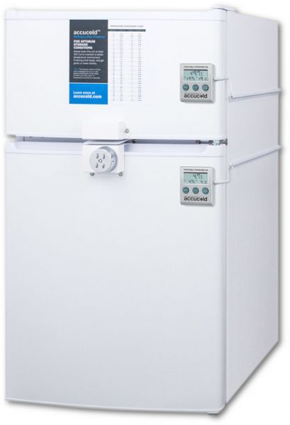 Summit CP351WLLF2PLUS2ADA ADA Height Two-Door Cycle Defrost Refrigerator-Freezer With Combination Lock And Nist Calibrated Thermometers; ADA compliant, 32.5
