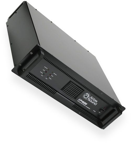 Atlas Sound CP400 High-Performance Dual-Channel Commercial Audio Amplifier; 25V, 70.7V, 100V, and Direct Coupled (2,4, and 8 Ohm) Outputs Mounted on Barrier Strips with Covers for Safety; Balanced Inputs on Barrier Strip and XLR Connectors; Dual-Speed, High Efficiency Fan Cooling; Loop Through Feature on Male XLRs, One per Channel Input; UPC 612079185757 (CP-400 CP 400)