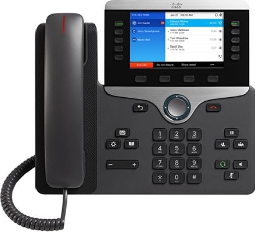 Cisco CP-8851-K9= IP Phone 8851, Charcoal; White backlit, greyscale, 5