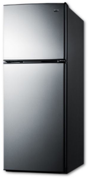 Summit CP972SS Freestanding Top Freezer Refrigerator 22 With 7.1 cu. ft. Total Capacity, 2 Glass Shelves, Field Reversible Doors, Right Hinge, Crisper Drawer, Cycle Defrost, CFC Free In Stainless Steel; Thin-line design, limited space is no problem for our thin-line models, designed specifically for those hard-to-fit spots; Stainless steel doors, professional look for modern kitchens; UPC 761101054018 (SUMMITCP972SS SUMMIT-CP972SS SUMMIT CP972SS)