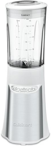 Cuisinart CPB-300W Compact Portable Blending/Chopping System; Sleek electronic touchpad with LED indicator lights; Powerful 350-watt; High, Low and Pulse controls; Standby mode; safety interlock and auto stop features; BS housing with stainless steel front pane; BPA-free Tritan 32-oz. blender jar, 8-oz. chopping cup, and set of four 16-oz. travel cups; Weight 7.60 pounds; Dimensions 13.75