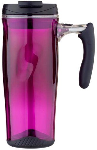 Thermos CPC1000PT6 Raya Polycarbonate Pink Travel Mug, 16 oz Capacity, Virtually unbreakable polycarbonate material, Double wall insulation retains hot or cold temperatures, Ergonomic rubber handle iwth comfortable thumb rest, Non-slip, scratch-resistant rubber base (CPC-1000PT6 CPC1000-PT6 CPC1000PT CPC1000P CPC1000)