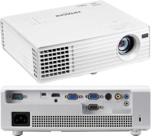 Hitachi CP-DX250 DLP Projector, 2500 ANSI lumens light output, XGA 1024 x 768 resolution, 2500:1 contrast ratio, Aspect Ratio Native 4:3/16:9 compatible, Throw Ratio (distance:width) 1.86 - 2.04:1, Focus Distance 39