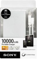 Sony CPF10LS Portable Power Bank, Grey, Internal 10000 mAh Rechargeable Battery, Includes four USB slots but only allows you to charge two devices at once, 1000x rechargeable, Aluminum body design, Easily charge from your PC or AC adapter, Provides additional run time to your smartphone or tablet, Micro USB cable included, UPC 008562013964 (CPF-10LS CPF 10LS CP-F10LS) 