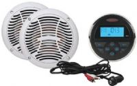 Jensen CPM100 AM/FM Waterproof Marine Stereo Package, MS30 AM/FM/USB Compact 3.5" Round Waterproof Stereo and Two AMS602W 6.5" White Dual Cone Speakers, Bluetooth Streaming Audio (A2DP, AVRCP), Full Four Channel Output, USB Input Allows for Playback of MP3/WMA Files From Compatible Flash Drives, Auxiliary Input (RCA), UPC 681787019098 (CP-M100 CPM-100 CPM 100) 