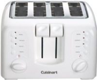 Cuisinart CPT-140 Electronic Cool Touch 4-Slice Toaster, 4-slice toaster with 2 independent LED touchpad controls, 1-1/2-inch-wide toasting slots, Extra-lift carriage levers for removing smaller items, Functions consist of Bagel, Defrost, Reheat, and Cancel, 9-setting LED backlit browning dials, Slide-out crumb tray for quick cleanup, Cord wrap, UPC 086279003744 (CPT140 CPT-140 CPT 140) 