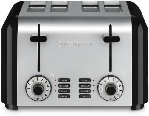 Cuisinart CPT-340 4-Slice Compact Stainless Toaster, Stainless steel construction, 6-setting shade dial, Reheat and Defrost, Bagel controls, 1 1/2