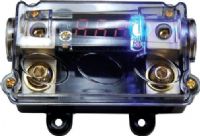 Audiopipe CQ-1221PD ANL Fuse Block, Accepts One 0 Gauge or 4 Gauge Input and 0 or 4 Gauge Output, With Super Bright Blue LED Status Indicator, 24 Kt. Gold Finish Screws, Platinum Base is Precision Machined, Black Bottom Housing Adds Eye Candy Effect (CQ1221PD CQ 1221PD CQ-1221P CQ-1221 CQ1221 Audio Pipe) 