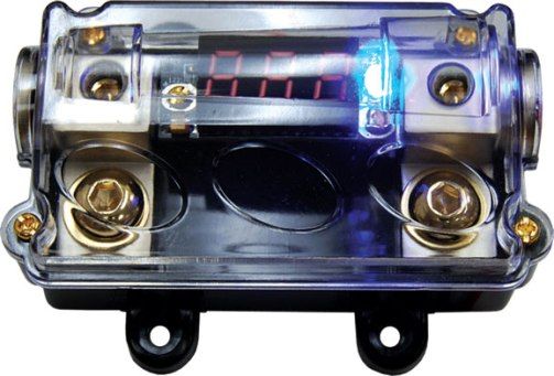 Audiopipe CQ-1221PD ANL Fuse Block, Accepts One 0 Gauge or 4 Gauge Input and 0 or 4 Gauge Output, With Super Bright Blue LED Status Indicator, 24 Kt. Gold Finish Screws, Platinum Base is Precision Machined, Black Bottom Housing Adds Eye Candy Effect (CQ1221PD CQ 1221PD CQ-1221P CQ-1221 CQ1221 Audio Pipe)