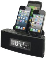 DOK CR18 Three-Port Smartphone Charger with Speaker & Alarm Clock, Charges any 3 portable media devices simultaneously, SCD (Smart Current Detection) adjusts the current flow to ensure proper charging to each device, Displays & plays 1 device on speaker system while charging another, Compatible with any smart device, UPC 852929004139 (CR-18 CR 18) 
