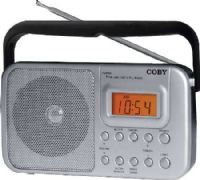 Coby CR201SL AM/FM Shortwave Radio, Silver; AM/FM/SW1/SW2 bands with digital tuning and a built-in clock; Convenient carry handle as well as a telescoping antenna which ensures good reception from your favorite stations; Include a backlit display, alarm clock, and both sleep as well as snooze functions; UPC 812180023058 (CR-201SL CR 201SL CR201-SL CR201 SL) 