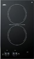 Summit CR2220 Two 230V Burner Electric Cooktop, Smooth Black Ceramic Glass Surface, Two 1200W burner with 6" diameter, Includes push-to-turn knob and heat indicator light for safer use, Residual heat indicator light, Fits counter cutout sizes that are 11 1/8" wide by 19 1/8" deep, Dial Burner Temperature Control, Radiant Heating, Dimensions 3.38" H × 11.88" W × 19.7" D (CR-2220 CR 2220) 