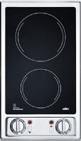 Summit CR2B120 Two-burner 120V Electric Cooktop with Smooth Black Ceramic Glass Surface, Two heating elements, One 900W burner and one 600W burner in smooth ceramic glass, Includes push-to-turn knobs and heat indicator lights for safer use, Indicator lights, Designed for built-in installation, Dimensions 2.5" H x 11.25" W x 20.0" D (CR-2B120 CR 2B120 CR2B-120 CR2B 120) 