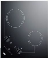 Summit CR2B121 Two-burner 120V Electric Cooktop Designed for Portrait or Landscape Installation with Smooth Black Ceramic Glass Surface, Designed for built-in installation in 20" x 16" cutouts, Two heating elements, One 900W 7" burner and one 500W 5 3/4" burner, Push-to-turn knobs, Residual heat indicator, Indicator lights, 3" H x 21.25" W x 18" D, 3-pronged included (CR-2B121 CR2-B121 CR2B-121 CR2B 121) 