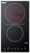 Summit CR2B23T3B Electric Smoothtop Style Cooktop 12" With 2 Elements, Hot Surface Indicator, ADA Compliant, In Black; Schott glass surface, easy cleanup and elegant style on a smooth ceramic glass surface in a jet black finish; Standard 1200W burner, front burner is 5.5" in diameter to meet most cooking needs; 9 power levels, select and adjust your heating levels at the touch of a button; UPC 761101053295 (SUMMITCR2B23T3B SUMMIT CR2B23T3B SUMMIT-CR2B23T3B) 