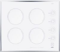 Summit CR424WH Wide 24" 4-burner Electric Cooktop with Smooth White Ceramic Glass Surface, Designed to fit 22.13" W x 18.63" D cutouts, Four 1200W burners made by E.G.O. in Germany, Push-to-turn knobs, Each burner includes an indicator light to show when the unit is on, 304 grade stainless steel trim adds durable support with professional style (CR-424WH CR 424WH CR424W CR424) 