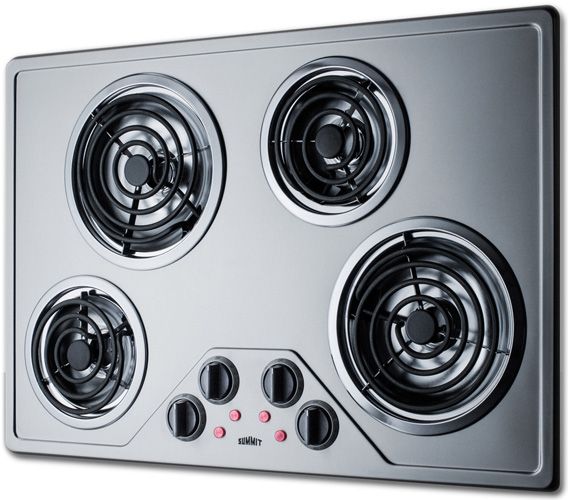 Summit CR430SS Electric Coil Style Cooktop With 4 Elements, ADA Compliant, In Stainless Steel, 30