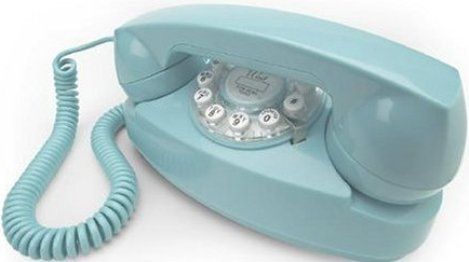Crosley CR-59B  DEBUTANTE-BL model 1960's Princess Corded Phone - Blue, Rotary Dial Fashion Plate with Push Button Technology, Smaller footprint to fit in tight spaces (CR59B    DEBUTANTE BL     DEBUTANTEBL   CR 59B)