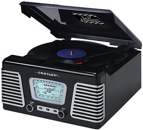 Crosley CR711-BK Autorama Turntable, Antique Turntable 1950's Dashboard style, AM/FM radio and record player (CR711BK AUTORAMA-BLK)