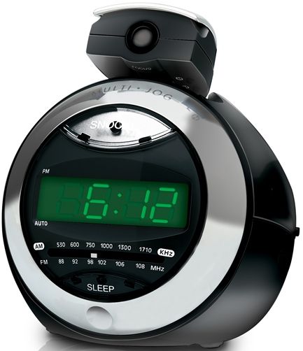 Coby CRA79 Digital Projection AM/FM Alarm Clock Radio, Large LED display, Built-in time projection, Sensitive AM/FM analog tuner, Alarm clock with sleep/snooze timers, Easy-to-use dial with tactile feedback to set the clock and alarm, Wake to music or buzzer, Clock backup with 9V battery (battery not included), 4.72
