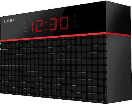Coby CRABT-100-BLK Bluetooth Alarm Clock, Black, Integrated 0.6