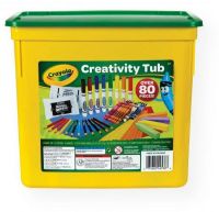 Crayola 04-5358 Creativity Tub; Contains beginner art supplies, all packed in a reusable transport tub; Includes 24 crayons, 8 markers, 2 packs of Model Magic clay, 30 colored paper sheets, 12 short colored pencils, 4 sidewalk chalk sticks; Contents subject to vary/change; Ages 5+; Shipping Weight 3.49 lbs; Shipping Dimensions 6.50 x 9.50 x 8.50 inches; UPC 071662445386 (CRAYOLA045358 CRAYOLA-045358 CRAYOLA-04-5358 CRAYOLA/045358 045358 PAINTING DRAWING SKETCHING) 