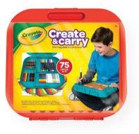 Crayola 04-6814 Create N Carry Case; 2-in-1 art storage case and lap desk that contains a variety of Crayola art tools; Includes 16 Construction Paper Crayons, 8 washable Gel-FX Markers, 8 classic Fine Line Markers, 12 Short Colored Pencils and 30 sheets of Construction Paper; This all-in-one carry case makes a great gift! Please Note: color cannot be specified and will be red OR blue; UPC 071662168148 (CRAYOLA046814 CRAYOLA-04-6814 DRAWING SKETCHING) 