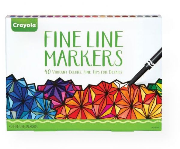 Crayola 58-7715  Fine Line Markers 40-Color Set; Crayola Fine Line Markers are the perfect tools for the young and young at heart! Discover the soothing nature of coloring as you bring out the beauty of finely detailed line art; Colors come in a rich and relaxing palette to keep you calm, cool and colorful; UPC 071662077150 (CRAYOLA587715 CRAYOLA-587715 CRAYOLA-58-7715 CRAYOLA-587715 DRAWING SKETCHING MARKER)