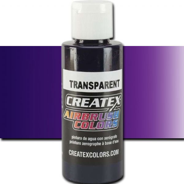 Createx 5102 Createx Violet Transparent Airbrush Color, 2oz; Made with light-fast pigments and durable resins; Works on fabric, wood, leather, canvas, plastics, aluminum, metals, ceramics, poster board, brick, plaster, latex, glass, and more; Colors are water-based, non-toxic, and meet ASTM D4236 standards; Professional Grade Airbrush Colors of the Highest Quality; UPC 717893251029 (CREATEX5102 CREATEX 5102 ALVIN 5102-02 25308-6603 TRANSPARENT VIOLET 2oz)