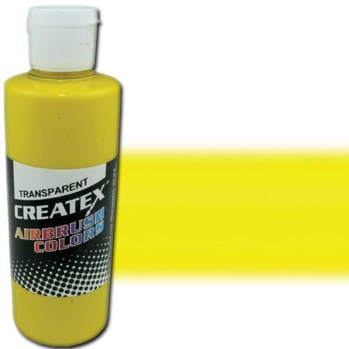 Createx 5114-04 Airbrush Paint, 4oz, Brite Yellow; Made with light-fast pigments and durable resins; Works on fabric, wood, leather, canvas, plastics, aluminum, metals, ceramics, poster board, brick, plaster, latex, glass, and more; Colors are water-based, non-toxic, and meet ASTM D4236 standards; Dimensions 2.75