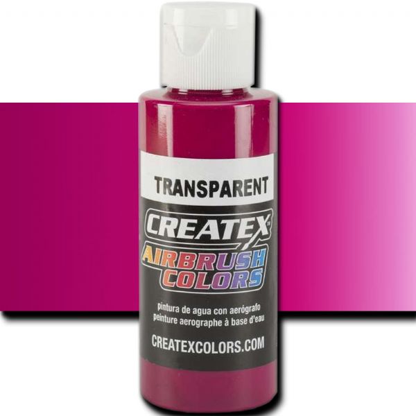 Createx 5122 Createx Fuchsia Transparent Airbrush Color, 2oz; Made with light-fast pigments and durable resins; Works on fabric, wood, leather, canvas, plastics, aluminum, metals, ceramics, poster board, brick, plaster, latex, glass, and more; Colors are water-based, non-toxic, and meet ASTM D4236 standards; Professional Grade Airbrush Colors of the Highest Quality; UPC 717893251227 (CREATEX5122 CREATEX 5122 ALVIN 5122-02 25308-6133 TRANSPARENT FUCHSIA 2oz)