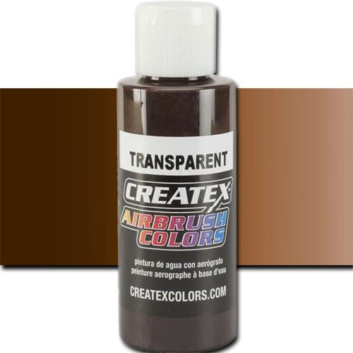 Createx 5128 Createx Dark Brown Transparent Airbrush Color, 2oz; Made with light-fast pigments and durable resins; Works on fabric, wood, leather, canvas, plastics, aluminum, metals, ceramics, poster board, brick, plaster, latex, glass, and more; Colors are water-based, non-toxic, and meet ASTM D4236 standards; Professional Grade Airbrush Colors of the Highest Quality; UPC 717893251289 (CREATEX5128 CREATEX 5128 ALVIN 5128-02 25308-8033 TRANSPARENT DARK BROWN 2oz)