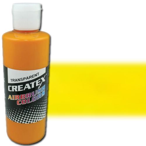 Createx 5133-04 Airbrush Paint, 4oz, Canary Yellow; Made with light-fast pigments and durable resins; Works on fabric, wood, leather, canvas, plastics, aluminum, metals, ceramics, poster board, brick, plaster, latex, glass, and more; Colors are water-based, non-toxic, and meet ASTM D4236 standards; Dimensions 2.75