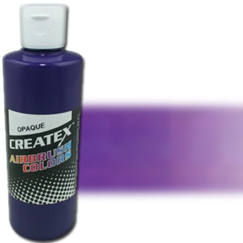 Createx 5202-04 Airbrush Paint, 4oz, Opaque Purple; Made with light-fast pigments and durable resins; Works on fabric, wood, leather, canvas, plastics, aluminum, metals, ceramics, poster board, brick, plaster, latex, glass, and more; Colors are water-based, non-toxic, and meet ASTM D4236 standards; Dimensions 2.75