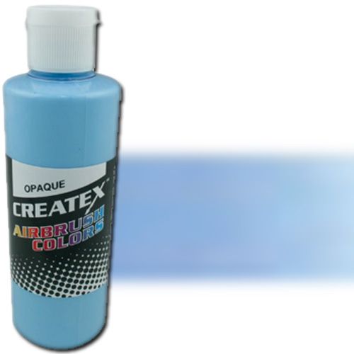 Createx 5207-04 Airbrush Paint, 4oz, Opaque Sky Blue; Made with light-fast pigments and durable resins; Works on fabric, wood, leather, canvas, plastics, aluminum, metals, ceramics, poster board, brick, plaster, latex, glass, and more; Colors are water-based, non-toxic, and meet ASTM D4236 standards; Dimensions 2.75