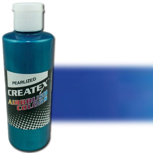 Createx 5303-04 Airbrush Paint, 4oz, Pearlescent Turquoise; Made with light-fast pigments and durable resins; Works on fabric, wood, leather, canvas, plastics, aluminum, metals, ceramics, poster board, brick, plaster, latex, glass, and more; Colors are water-based, non-toxic, and meet ASTM D4236 standards; Dimensions 2.75