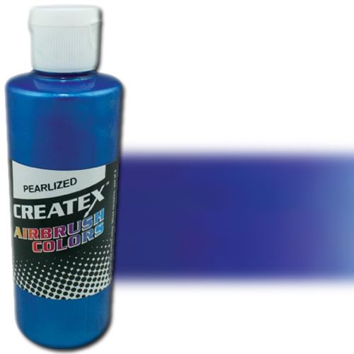 Createx 5304-04 Airbrush Paint, 4oz, Pearlescent Blue; Made with light-fast pigments and durable resins; Works on fabric, wood, leather, canvas, plastics, aluminum, metals, ceramics, poster board, brick, plaster, latex, glass, and more; Colors are water-based, non-toxic, and meet ASTM D4236 standards; Dimensions 2.75