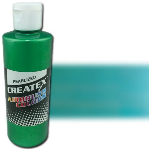 Createx 5305-04 Airbrush Paint, 4oz, Pearlescent Green; Made with light-fast pigments and durable resins; Works on fabric, wood, leather, canvas, plastics, aluminum, metals, ceramics, poster board, brick, plaster, latex, glass, and more; Colors are water-based, non-toxic, and meet ASTM D4236 standards; Dimensions 2.75